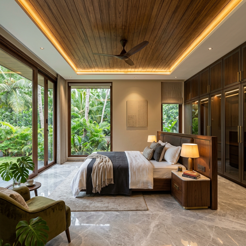 Luxury master bedroom Kerala home