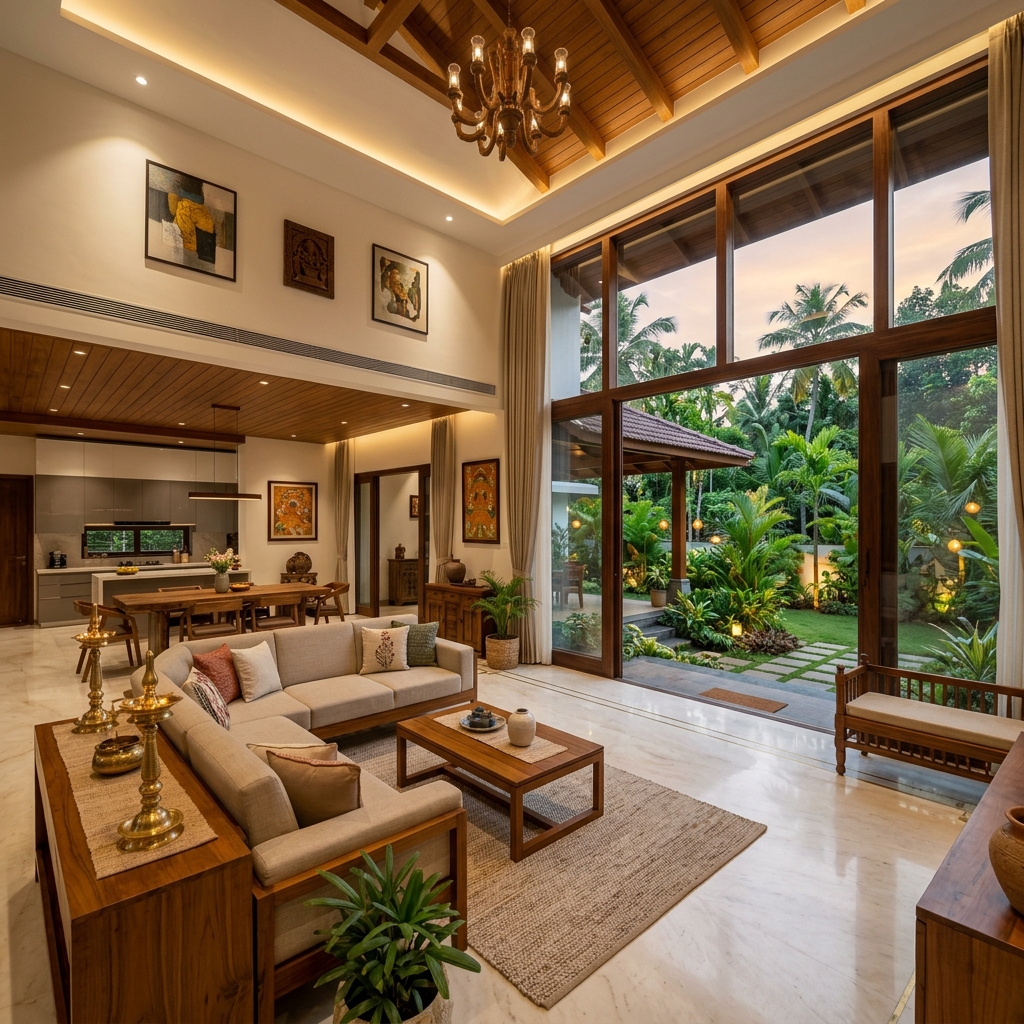 Luxury living room interior Kerala